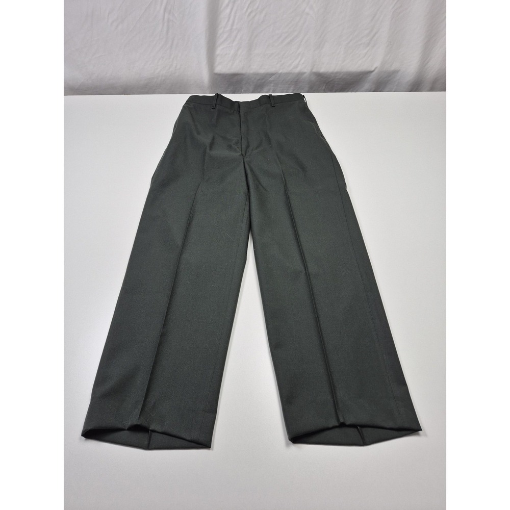 Tennessee Apparel Corp Dress Pants Mens 33x28 Green Polyester Wool Flat Front